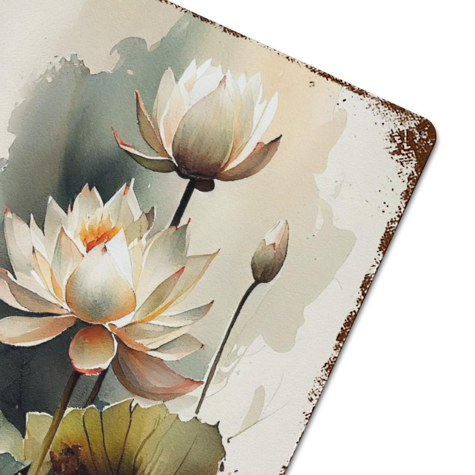 Amazon.co.jp: 水蓮の花の水彩画 ブリキ看板 水蓮の花の水彩画 ブリキ