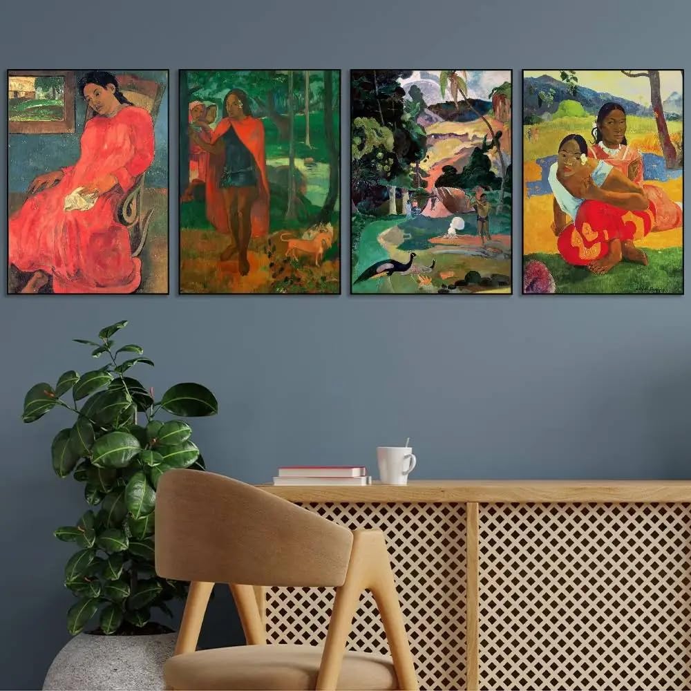 SDVIB Paul Gauguin Artwork Poster Gallery Canvas Wall Art Prints for Living Room, Bedroom, Home Decor Canvas Prints(50x70cm/4PCS Frameless)