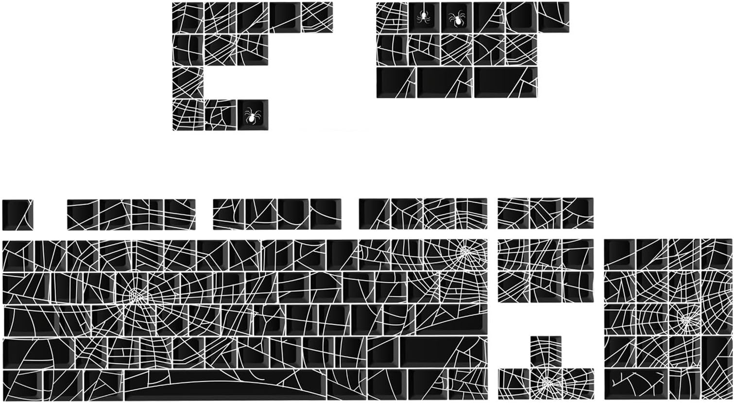 130pc/set Keycaps With Side Printed Spiders Web Design For 61 64 68 82 84 96 98 100 104 Mechanical Keyboards PBT Keycap Set