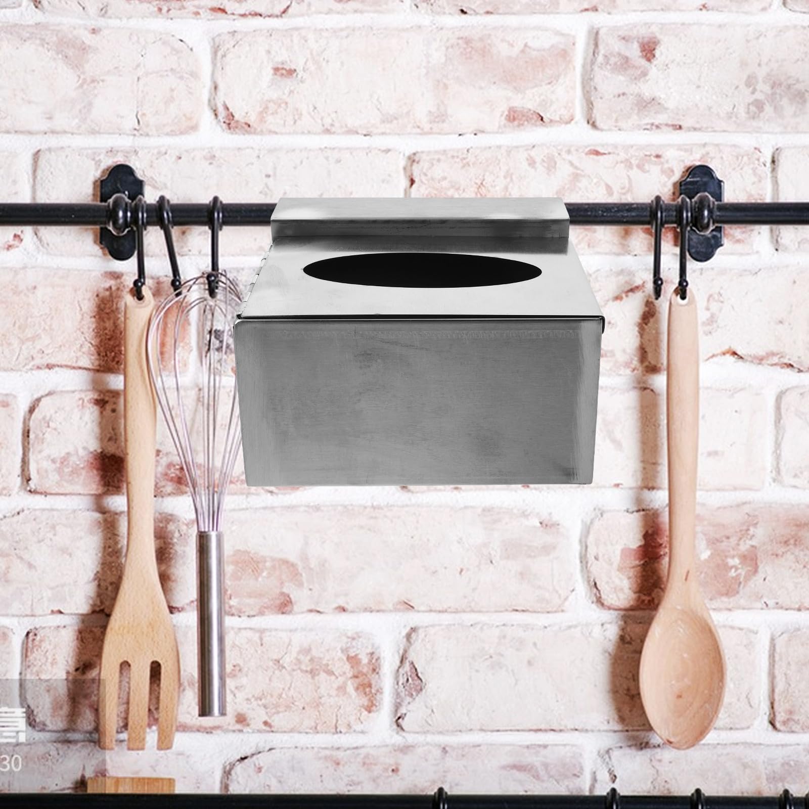 Soporte de Pared en Acero Inoxidable para Caja de Guantes de Diseño Ahorrador de Espacio Color Plata para Hospital y Cocina