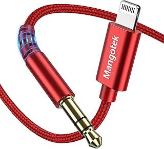 Mangotek Replacement Aux Cord for iPhone, Braided MFi Aux to Lightning Cable iPhone Aux Adapter iPhone Aux Cord Audio for Car Stereo Headphone Speaker iPhone 13 12 11 Pro Max 7 8 Plus SE X XS XR 6.6FT
