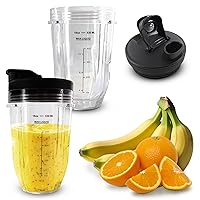 Vista 1 de 2 vasos Ninja para licuadora – 18 onzas Ninja Blender Cup reemplazo con tapas de sorbo y sello – Compatible con BL480/BL450/480D, BN800/751/801/401