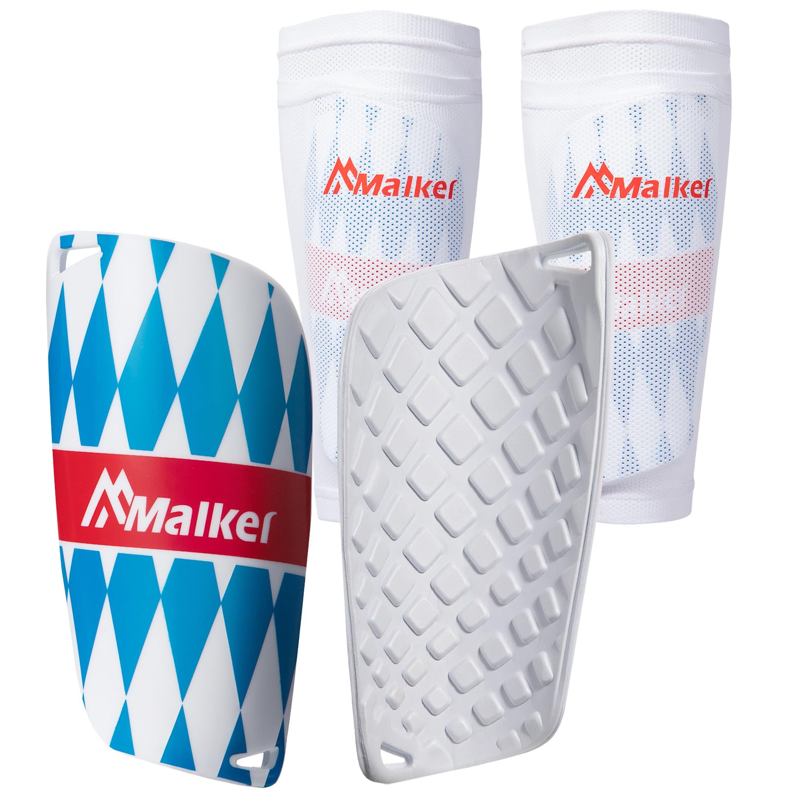Malker Soccer Shin Guards for Kids Youth Adults Shin Guards Pads with Sleeves, Lightweight and Compact, Protective Soccer Equipment