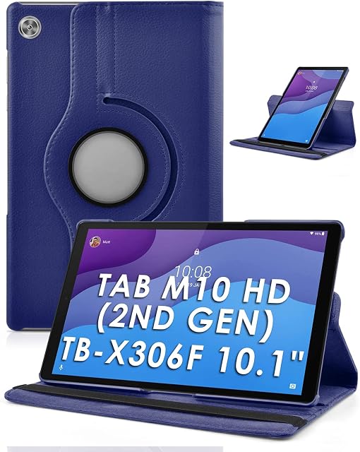 KATUMO Case For Lenovo Tab M10 HD 2nd Gen 10.1 inch TB-X306X TB-X306F with 360 Degree Rotatable And Multiple Viewing Angles Automatic Sleep/Wake Function Identify Tablet Model TB-X306X TB-X306F