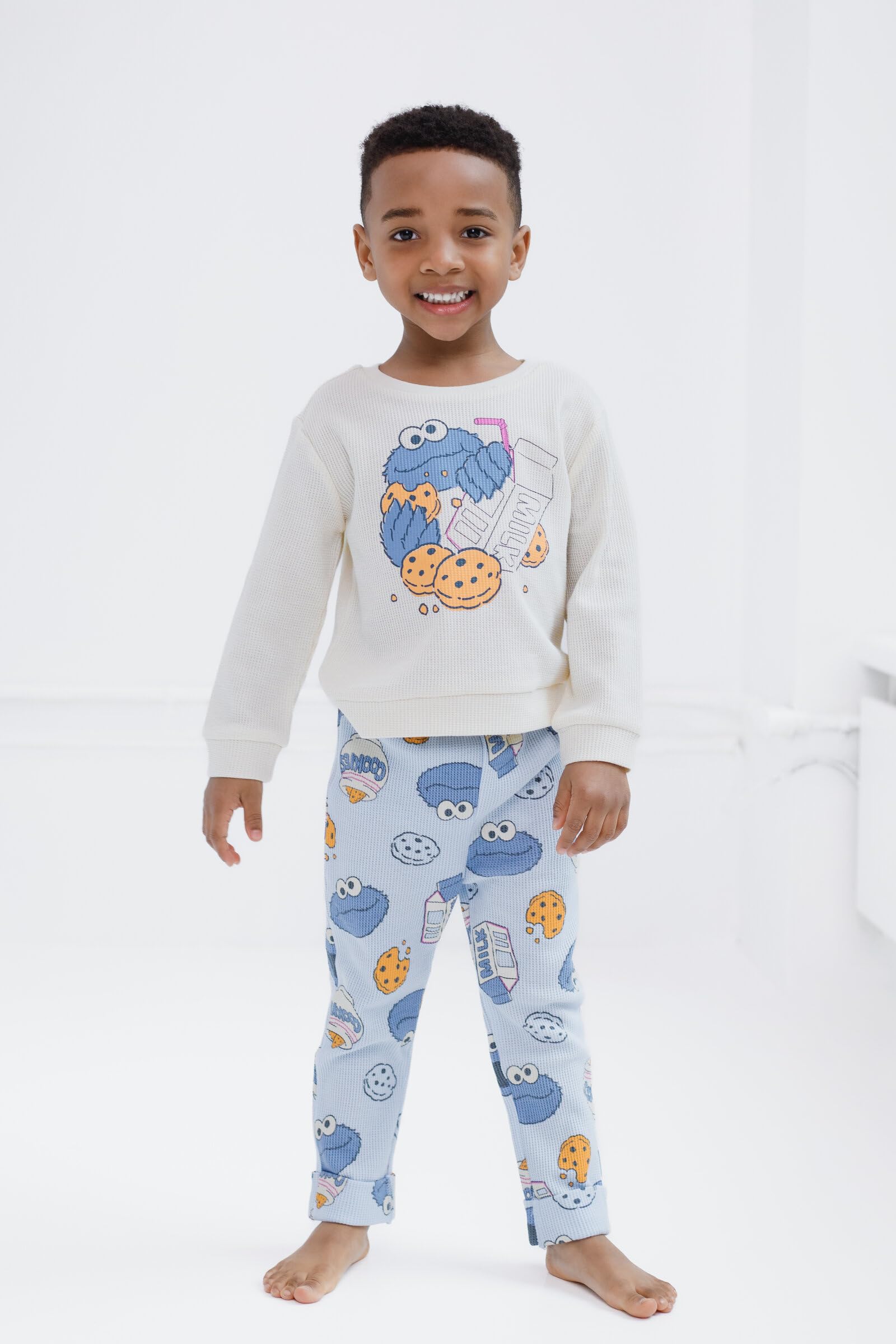 Sesame Street Bluza z dzianiny waflowej i spodnie do biegania, zestaw strojów od noworodka do małego dziecka (0-3 miesięcy - 5)