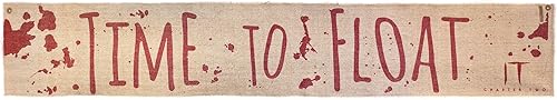 Cartel de tela con texto en inglés "Time To Float" de It Chapter Two - 12.5 x 72 pulgadas (paquete de 1) - Impresionante decoración espeluznante