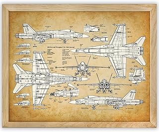 Lone Star Art F-18 Hornet - 11x14 Framed Patent Print - Great Room Decor or Gift for Marine and Navy Pilots