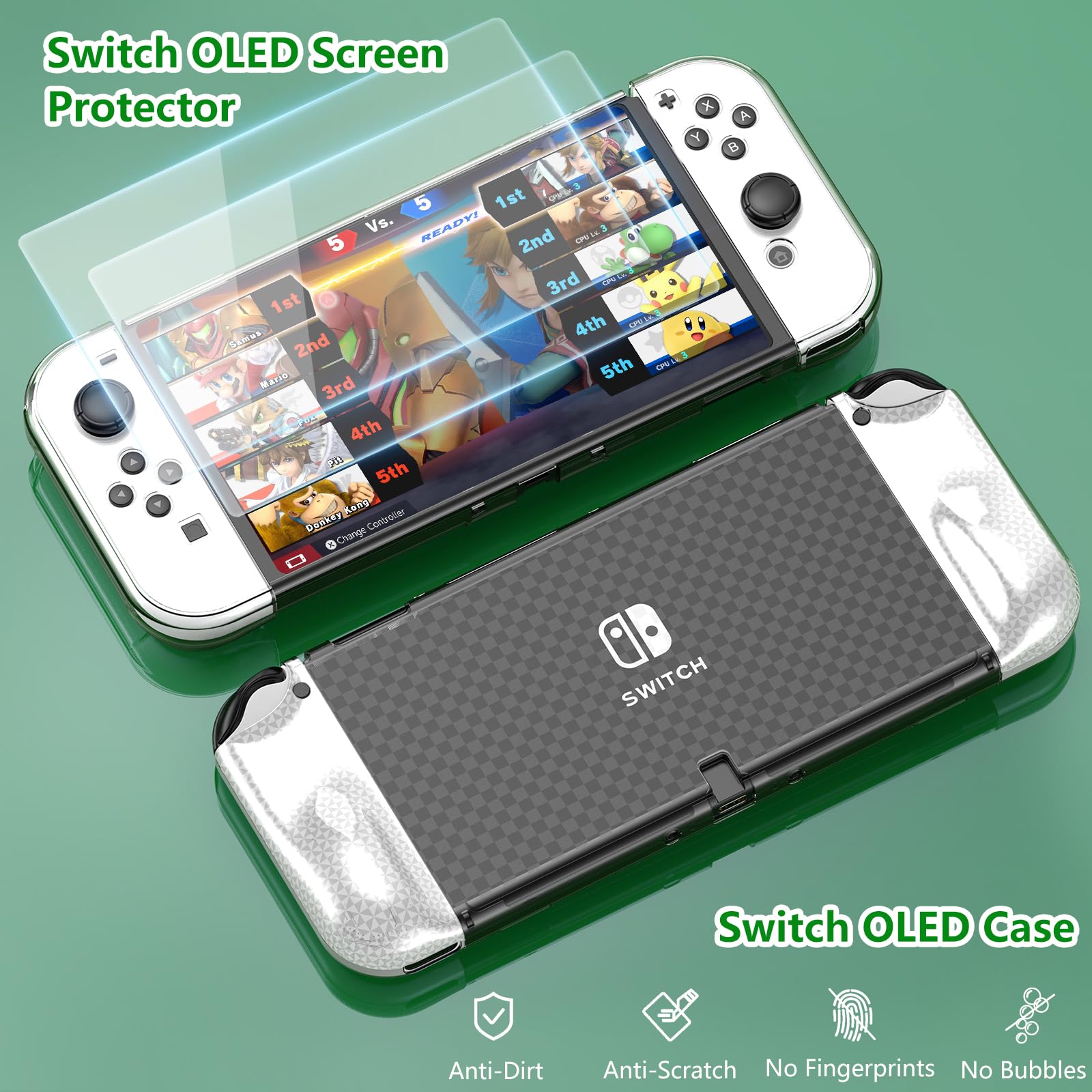 Switch OLED Zubehör 27 in 1 Kompatibel mit Nintendo Switch OLED Tasche Schutzhülle Griff Weiß