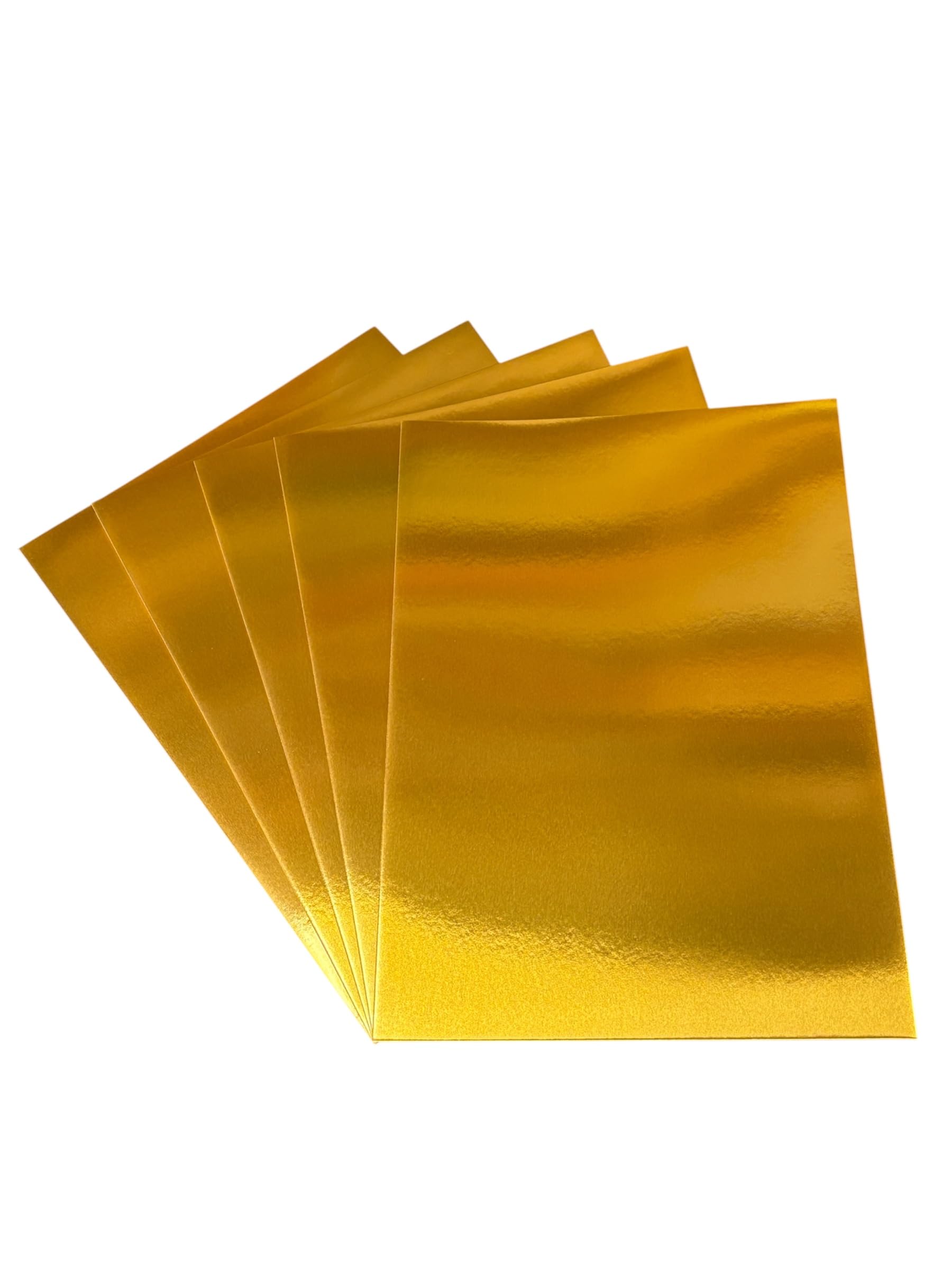 DJP Mirror Card Metallic Cardstock 230gsm for DIY Projects Wedding Birthday Party Decoration - Pack of 25 Sheets (Gold)