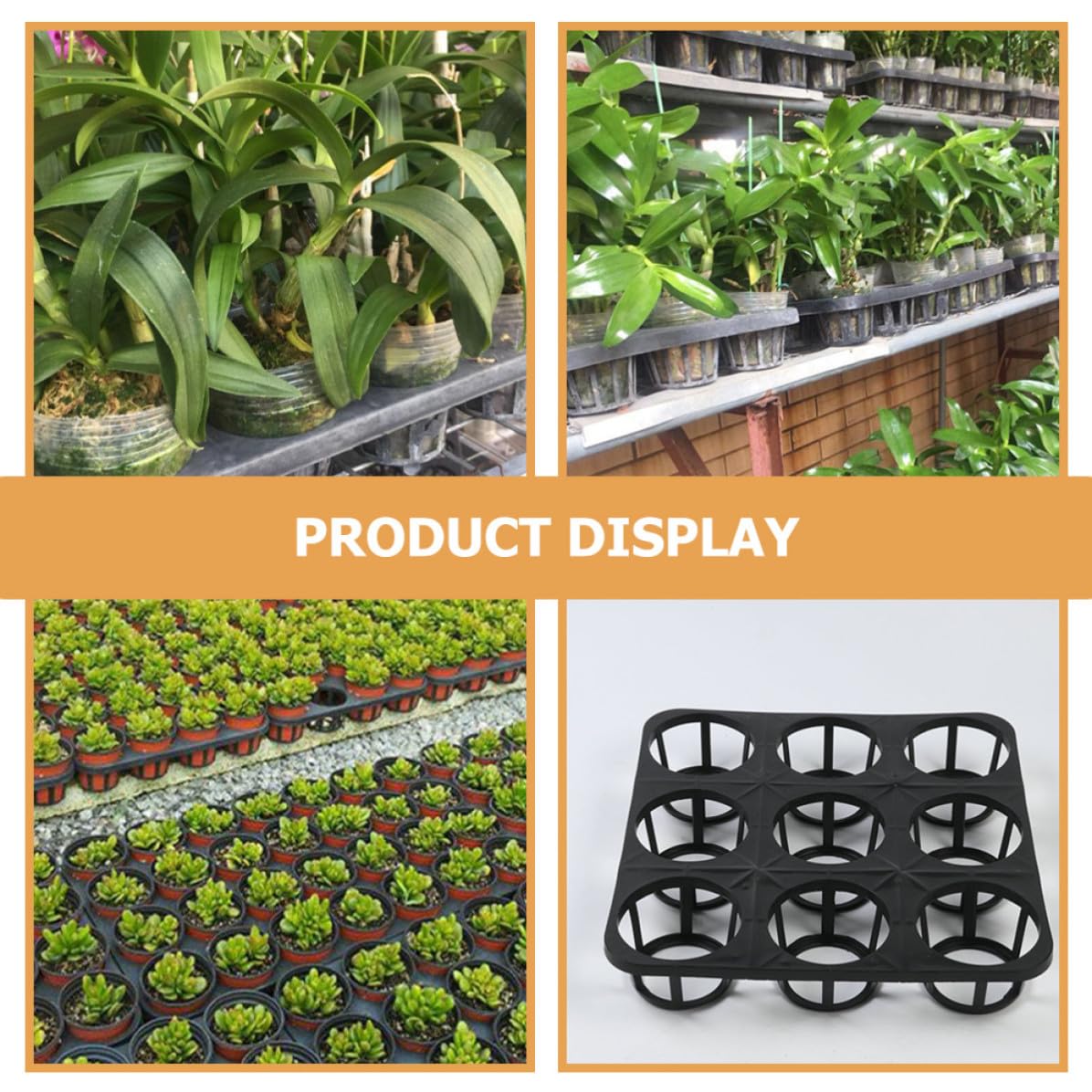 Homoyoyo Support pour Pot de Pépinière Noir en Plastique 5pcs Trous Ronds, Plateau de Germination pour Jardin et Culture en Extérieur