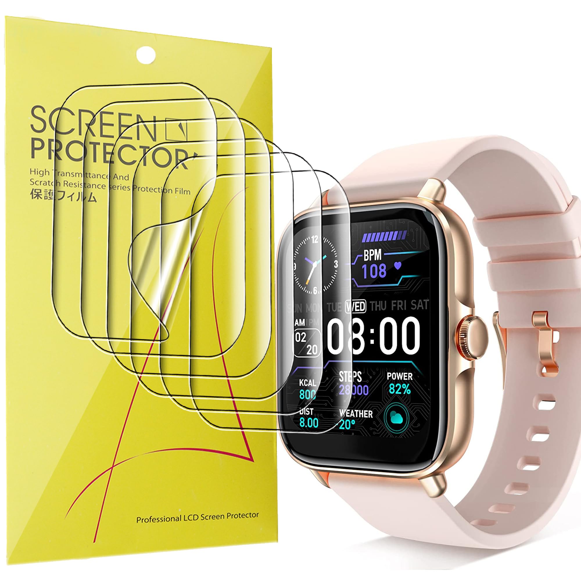 for Growsland Smartwatch 1.7" Screen Protector, [6 Pack] Full Coverage TPU Clear Film Compatible with Growsland, EpochAir, Zero-G Roadster Y20 GT 1.7 Touch Fitness Watch/Y20 GT watch 1.7 inch (6 pack)