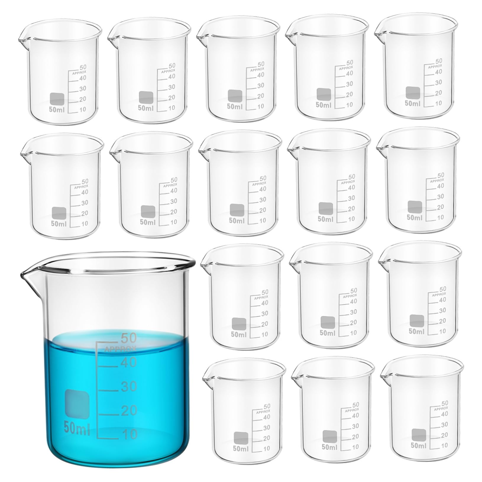TOPBATHY Vasos de Precipitados de Vidrio Graduados 50ml, 20 Unidades