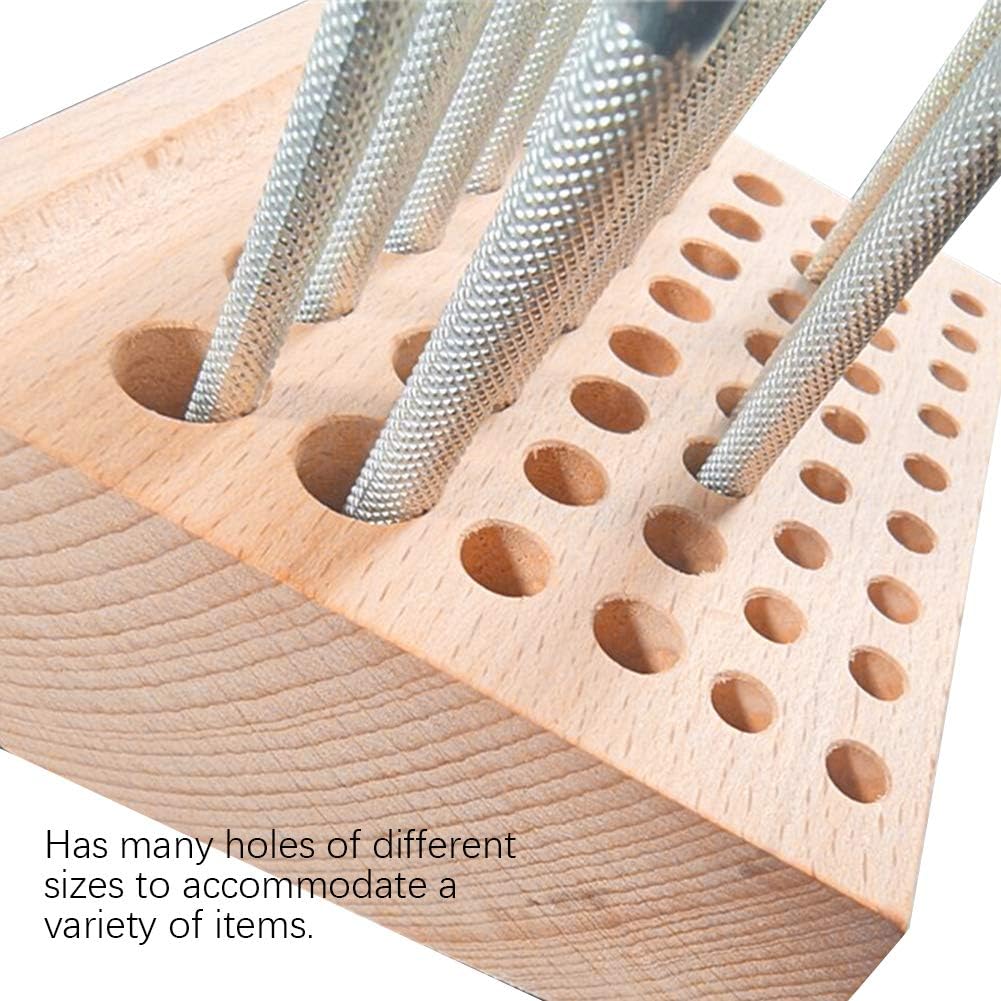 Leather Craft Tool Holder, 68 Holes Wooden Professional Leathercraft Tool Holder Rack Stand for Leather Working Making Punch Tools Organizer Storage(27x11.5x5.5cm/10.6x4.5x2.2in)