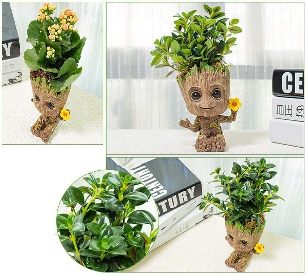 SLOCME Pot de fleurs Groot – Les Gardiens de la Galaxie pour pot à stylo, décoration de bureau, pot de fleurs avec trou de drainage