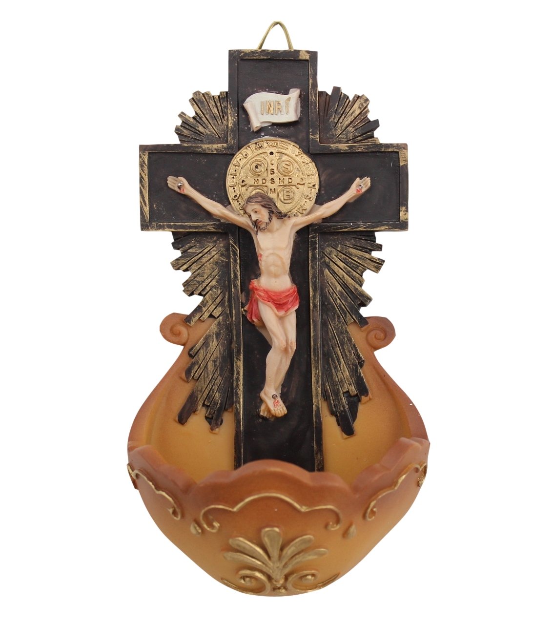 CB St Benedict Crucifix Holy Water Font