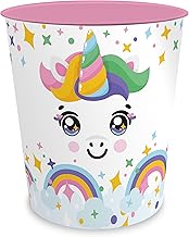 itenga Children's Waste Paper Bin with Animal Design, Kawaii Design, Round, Approximately 11 Litre, Children's Room Rubbish Bin, Sturdy Plastic (Unicorn)