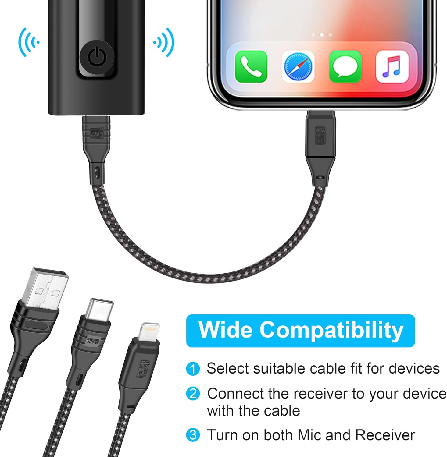 Dual Wireless Lavalier Microphone for iPhone/Android Phones/DSLR Camera/Laptop/MacBook/GoPro/Camcorder, Professional Lapel Mic for Video Recording/Vlogging/YouTube/Podcast/LiveStream