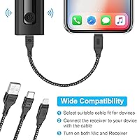 Vista 3 de Micrófono Lavalier inalámbrico dual para iPhone/teléfonos Android/cámara DSLR/Laptop/MacBook/GoPro/videocámara, micrófono profesional de solapa