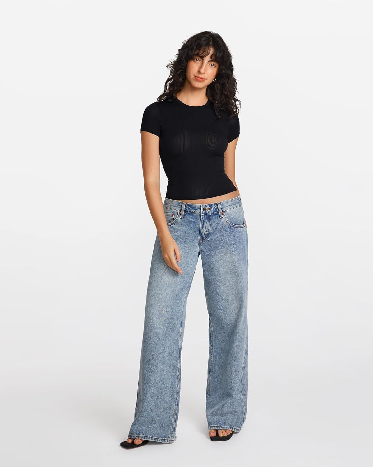 Natrelax Short Sleeve Going Out Tops for Women Modal Ribbed T Shirt Crewneck Summer Basic Slim Fit Sleep Tee - Image 5