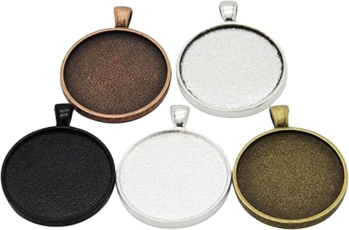 Miniatura 2 de Bandeja colgante de doble cara de 1.18 pulgadas (1.181 in), doble cara, base en blanco, base de camafeo, ajuste de base de cabujón para hacer joyas