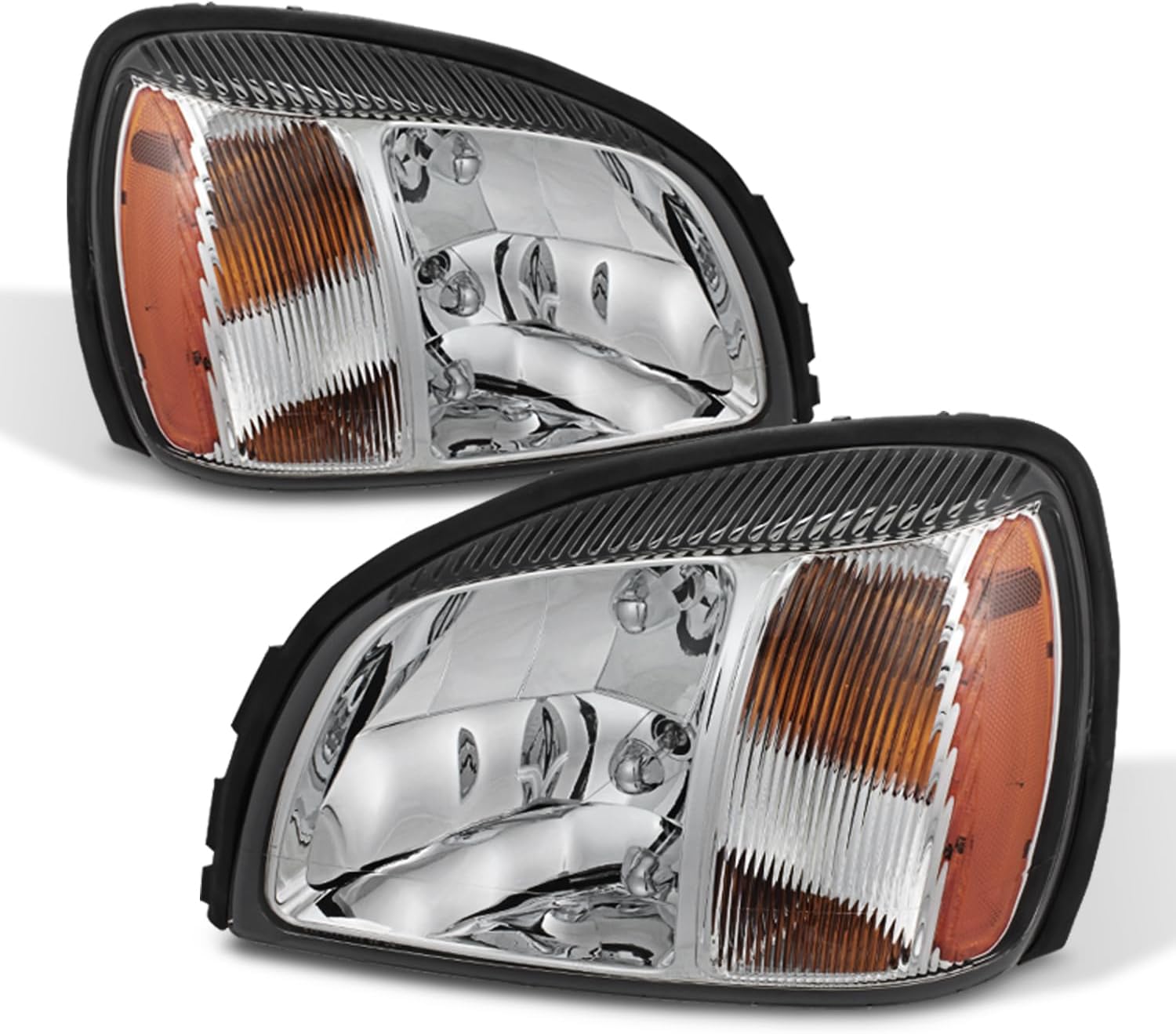 AKKON - For Black Bezel 00-05 Cadillac Deville Headlights Front Lamps Direct Replacement Pair Left + Right