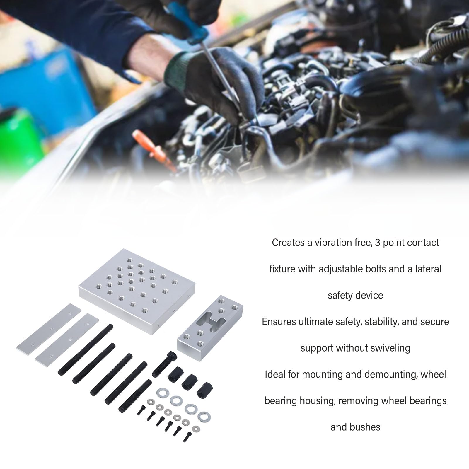 Lybunair Drill Press Support Block Plate Tool Set, Carbon Steel Bearing Bushes Base for 30 Tons Bearing Bushing Repair Removal Installation