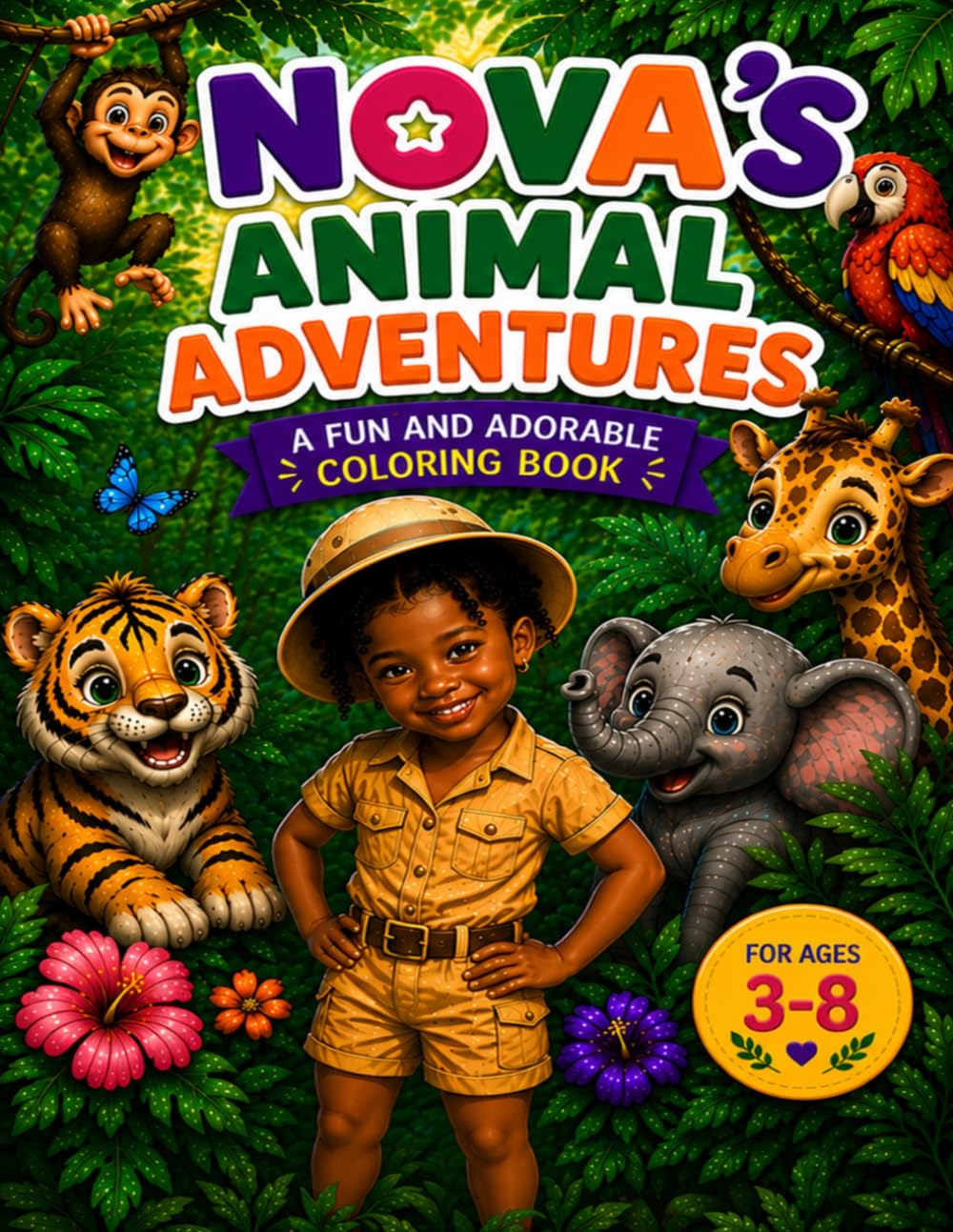 Nova's Animal Adventure: A Fun and Adorable Coloring Book for Kids Ages 3-8