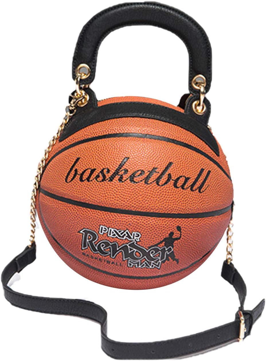 Women Girls Basketball Shaped Handbag Shoulder Messenger Bag Purse Tote Cross Body PU Adjustable Strap Bag
