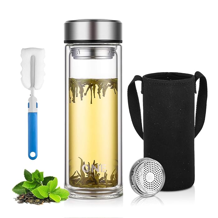 Buy Glass Water Bottle Tea Bottles, 600 ml Double Walled Glass Travel