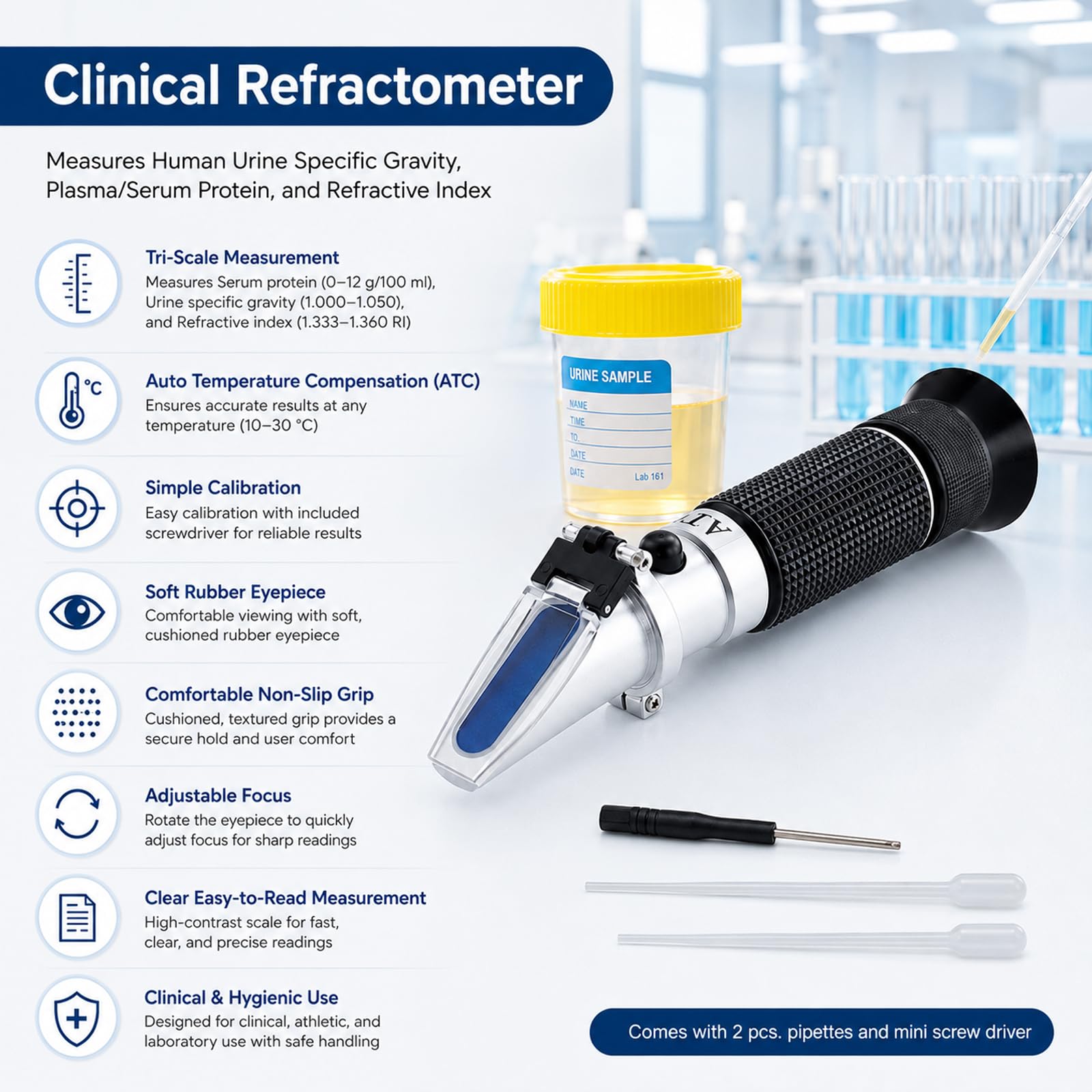 Clinical Refractometer - 3-in-1 Protein & Gravity Testing -2