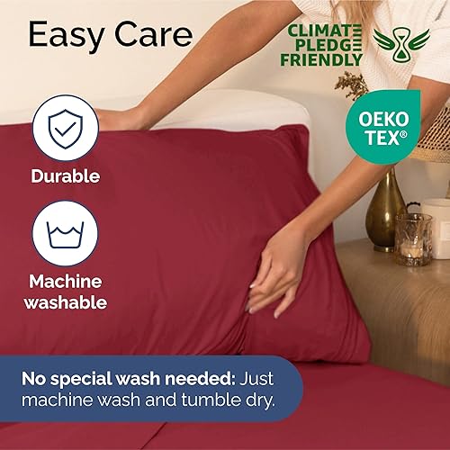 Vista 1187 de Juego de sábanas de 4 piezas tamaño king, extrasuaves, transpirables y refrescantes con esquinas profundas, sábanas de fácil ajuste y sin arrugas
