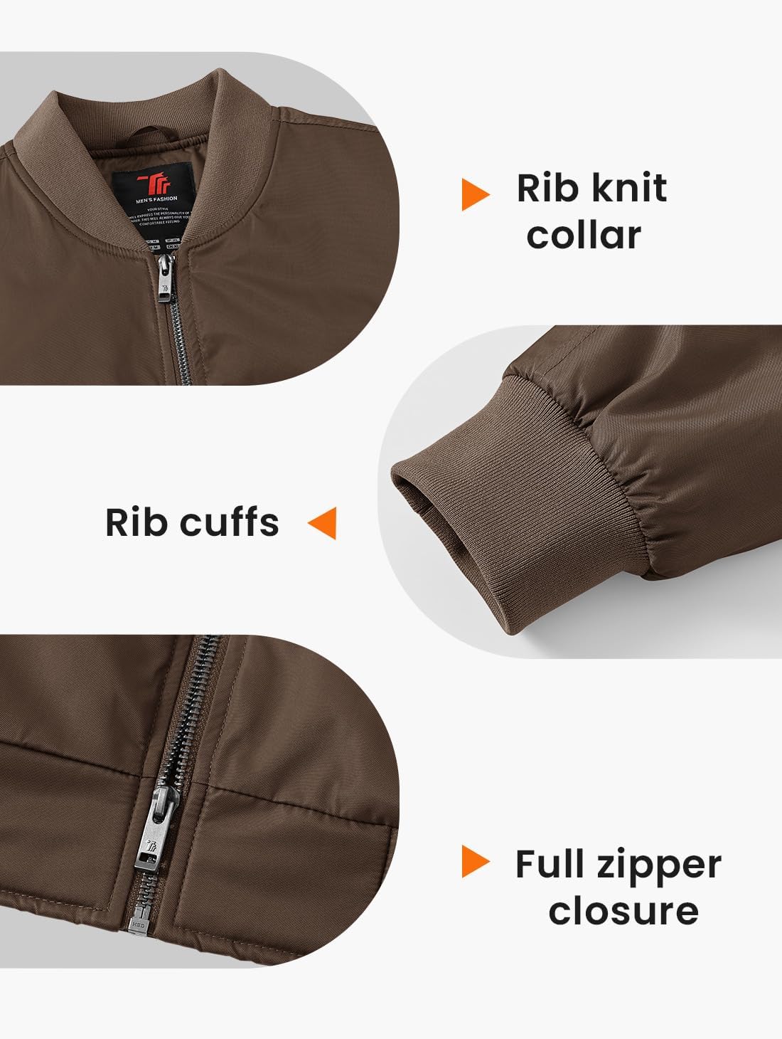 Gopune Men's Bomber Jacket Casual Fall Winter Warm Jacket Full Zip Padded Coats Outwear - Image 6