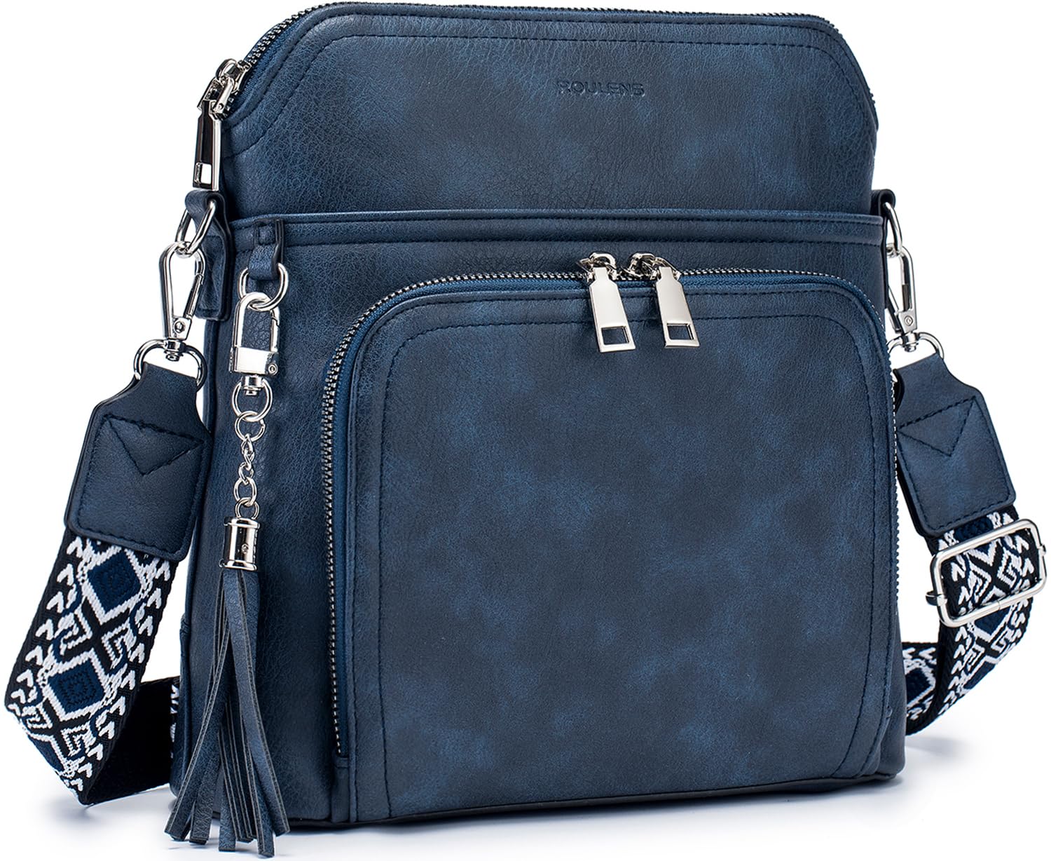Roulens Crossbody Purse for Women Vegan Leather Medium Crossbody Wallet Bag for Travel Women Shoulder Handbags with Tassel