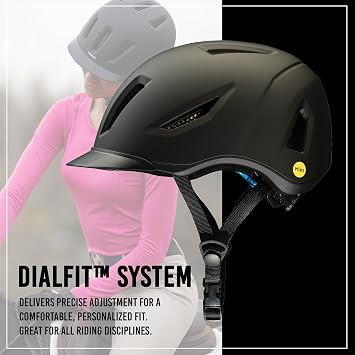 Troxel Terrain MIPS Cooling Horse Riding Helmet, Low-Profile, Micro-Adjustable Design, Horseback Riding Gear, Medium (7-7-3/8), Black Duratec