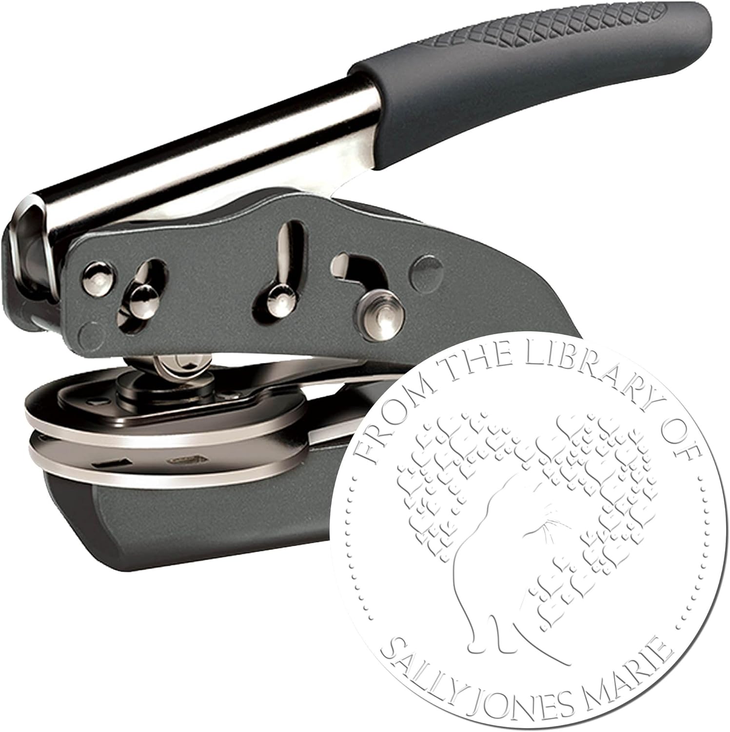 Custom Reader Paper Embosser, Soft Lovely Cat Design, Easy-to-Use Personalized Name Inscription Embossing Seal, Ideal for Book Aficionados, Unique Customizable Gift, 1-5/8 Round Imprint