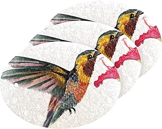 susiyo Humming Bird Red Flower Scrub Sponges Multi-Use Scrubbing Sponge for Cleaning Kitchen Washing Dishes & Bathroom (Set of 3)