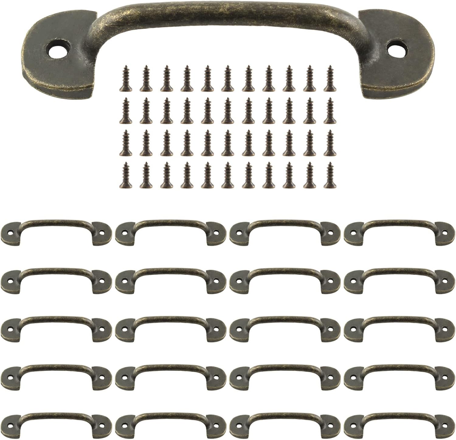 Murtenze 10 Pcs Bronze Gate Pulls Antique Pull Handles, Round Zinc Alloy Sliding Door Handles for Cabinet, Drawer, Wardrobes (3.5 Inch Total Length, 2.9 Inch Hole to Hole)