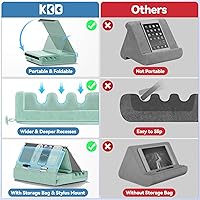 Vista 4 de KDD Soporte de almohada para tableta, soporte plegable para iPad para regazo, cama y escritorio, base suave para tablet con bolsillo y soporte