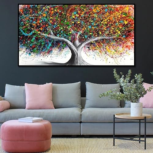 Miniatura 2 de BOHADIY Pintura de diamantes de imitación de árbol 5D, kits de pintura de diamantes de imitación para adultos, árbol colorido de bricolaje con