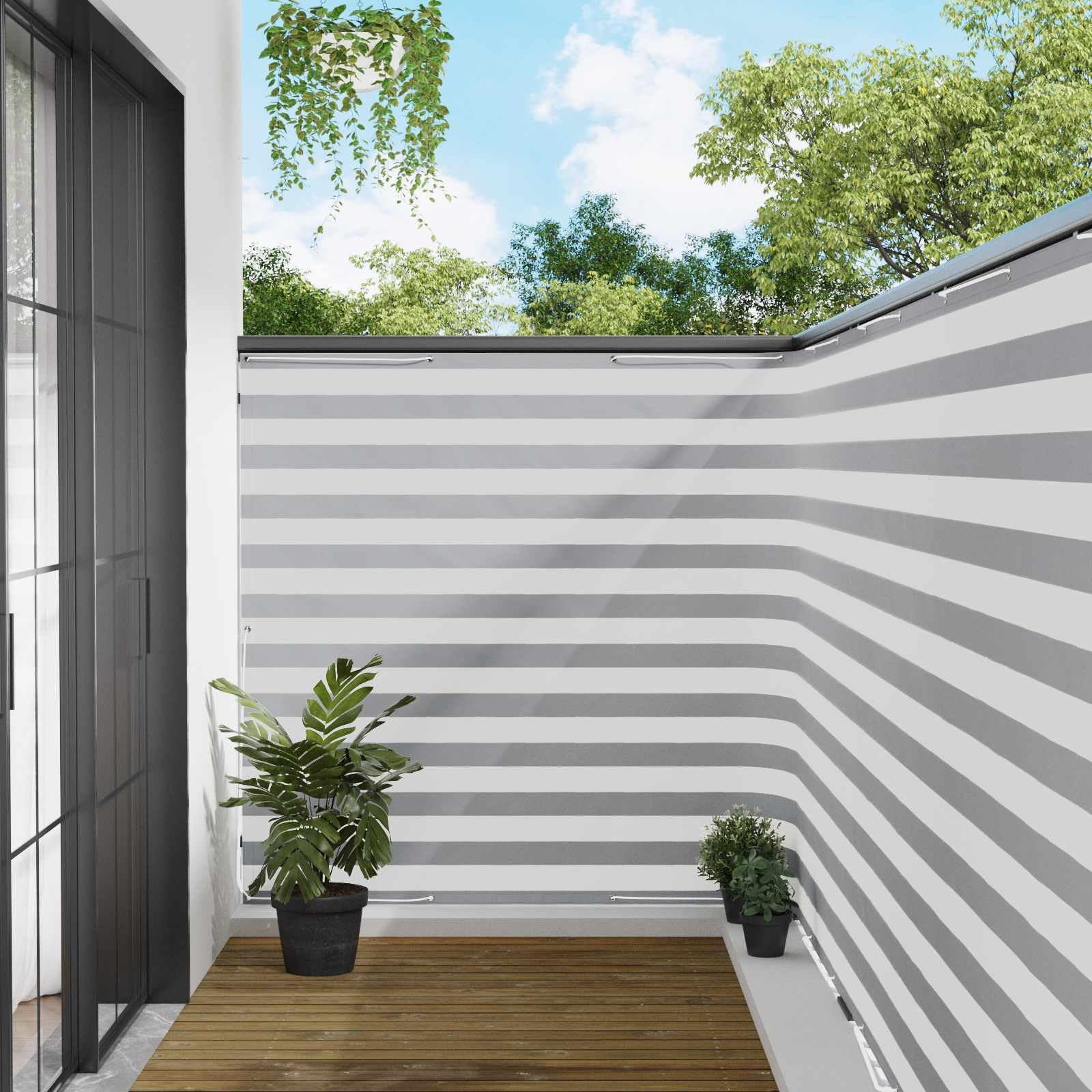 Frangivista in Poliestere PU, Esterno, Grigio/Bianco, 700x150 cm