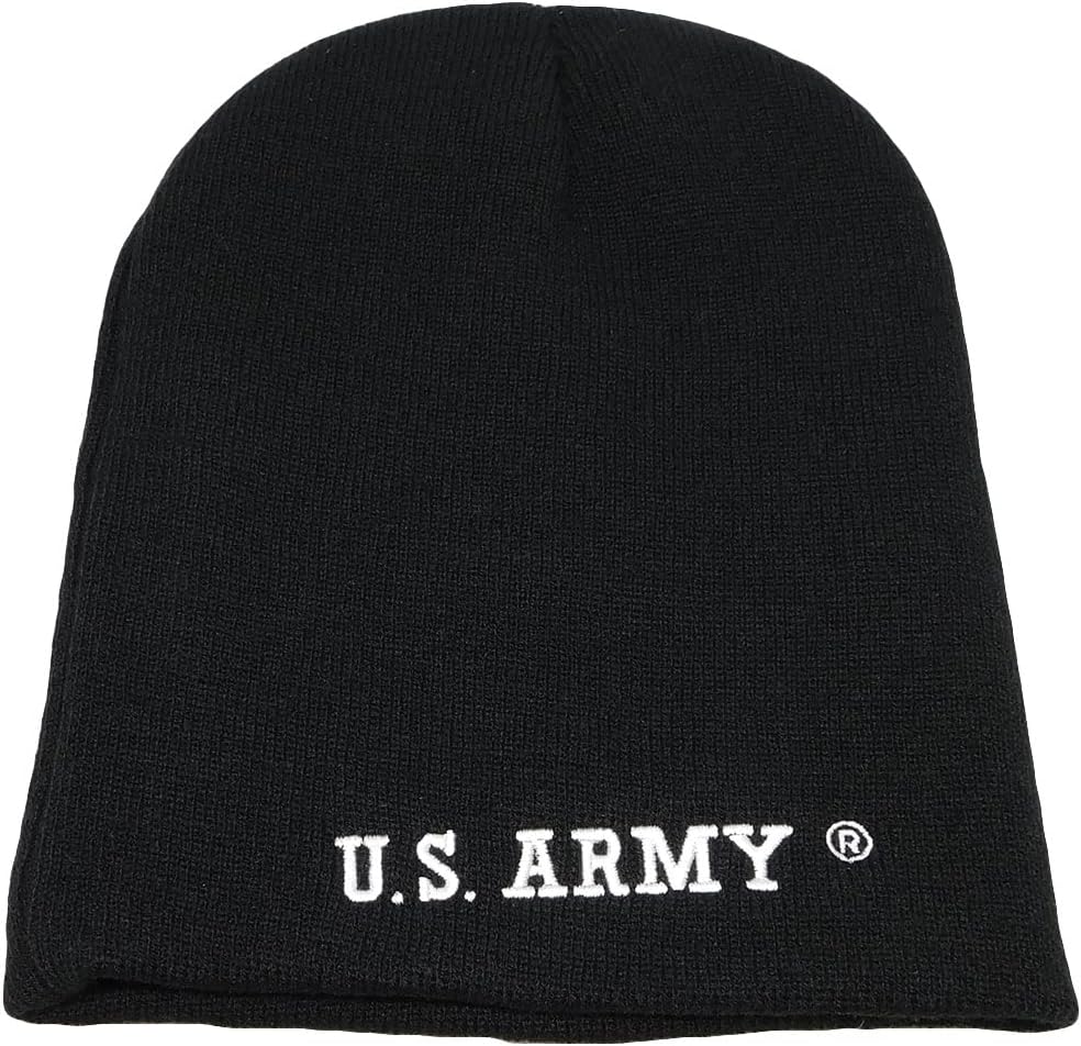 Trade Winds U.S. Army Star Black Embroidered Beanie Skull Cap Hat - Image 3