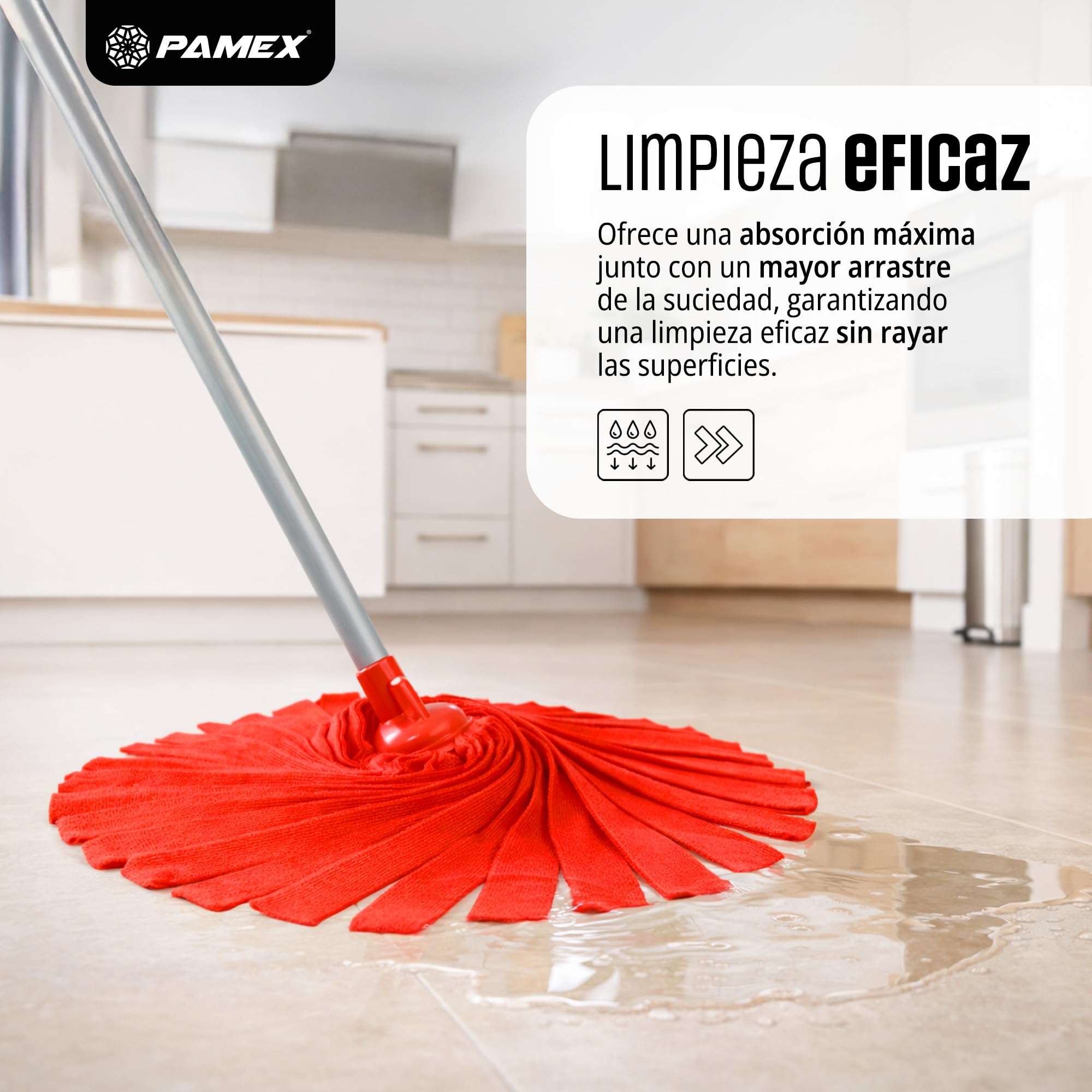 Pamex - Fregona Microfibra Tiras Plus MAX Colores Surtidos - 24 Unidades