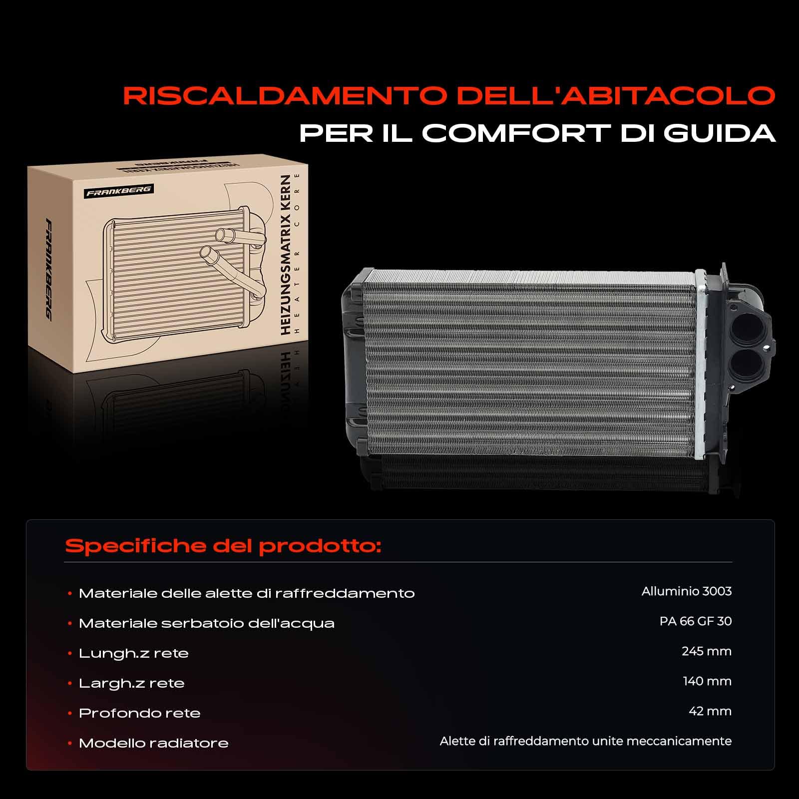 Frankberg Scambiatore di calore Riscaldamento interno Compatibile con 206+ 2L 2M 1.4L 206 CC 2D 2.0L 206 CC 2D 1.6L 206 Compatto 2A/C 1.4L Xsara Picasso N68 1.8L Replace# 6448G3