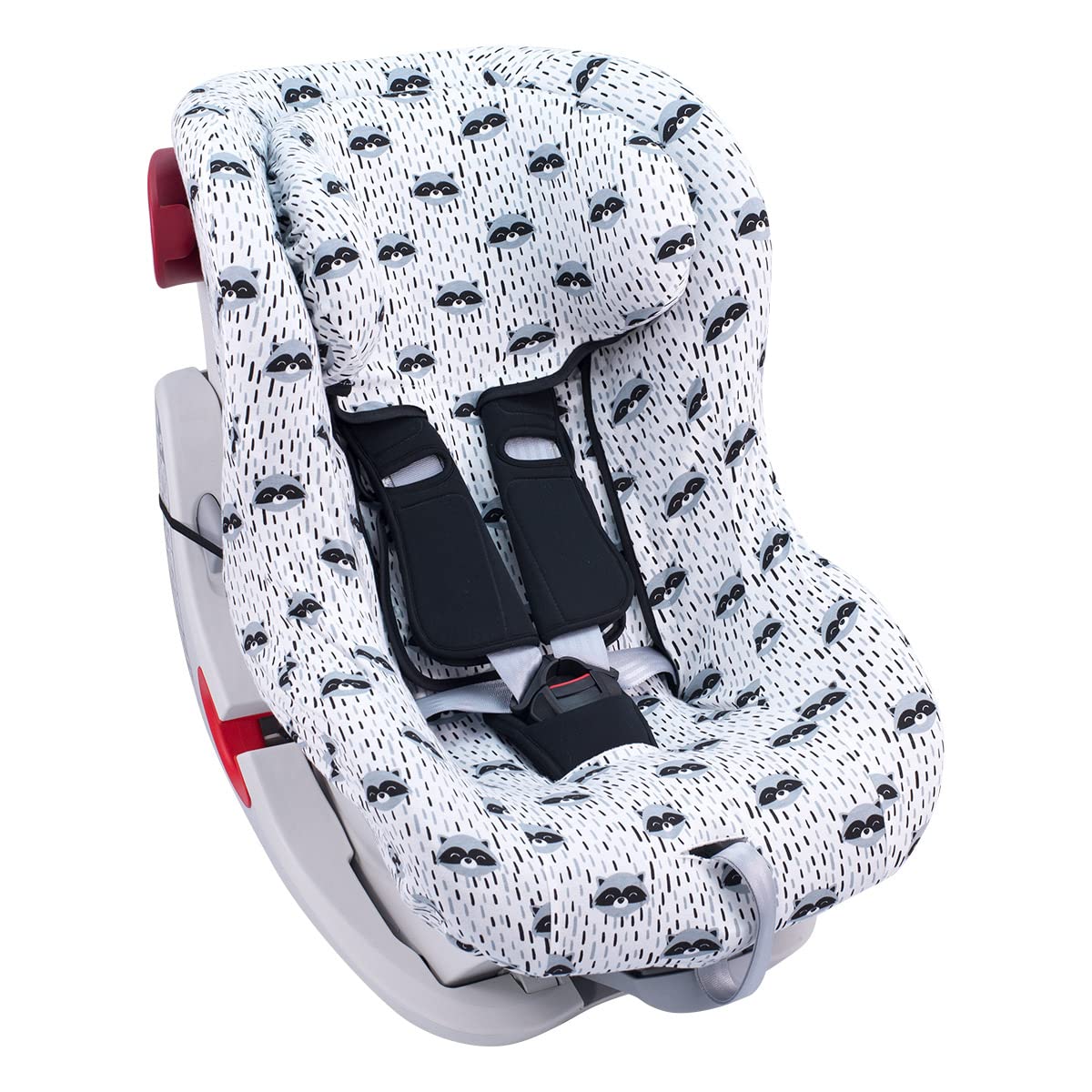 JYOKO KIDS Fodera universale in cotone per Seggiolino Auto con testa (Raccoon)
