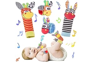 Adorable Baby Sensory Socks with Wrist Rattles and Foot Finders for Infants...