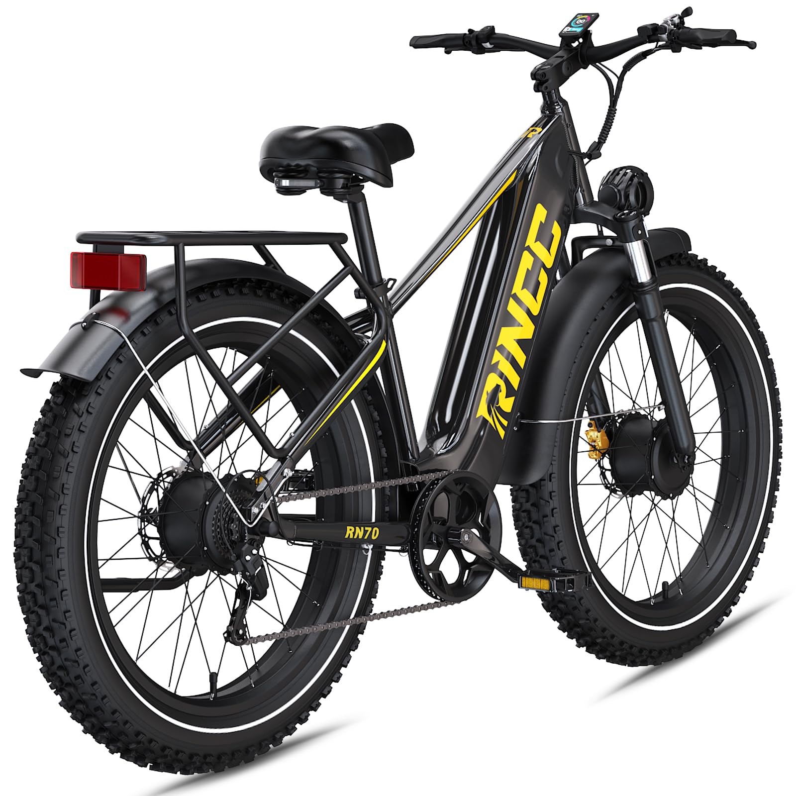 RINCC RN70 Bici Elettrica a Doppio Motore per Uomo Adulto, Mountain Bike Elettrica Fuoristrada, Pneumatici Fat 26 x 4.0, Telaio in Alluminio, Batteria 48V 20Ah, Autonomia fino a 120 km