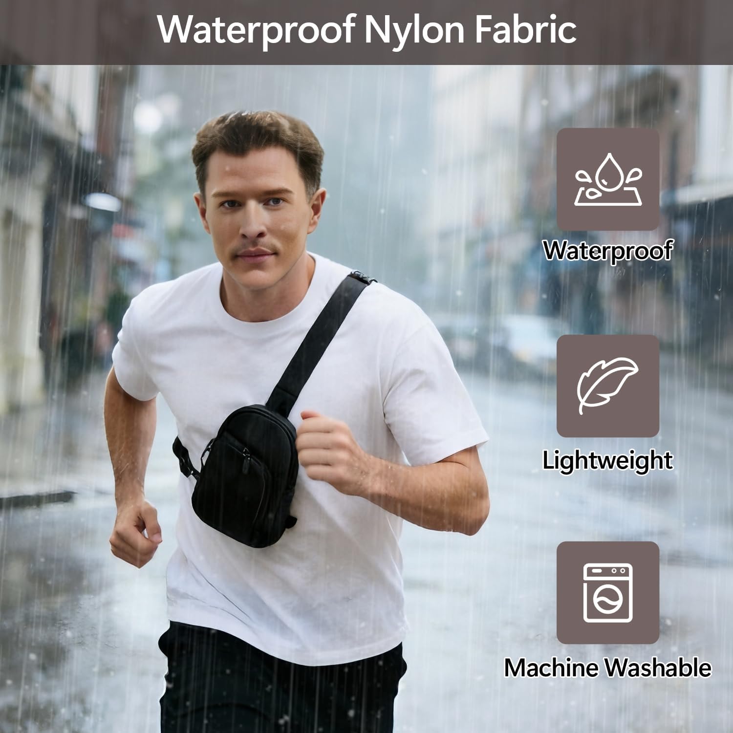 Peicees Small Crossbody Bag, Travel Sling Bag Waterproof Chest Phone Purse For Women Men Lightweight Fanny Pack Mini (Black) - Image 5