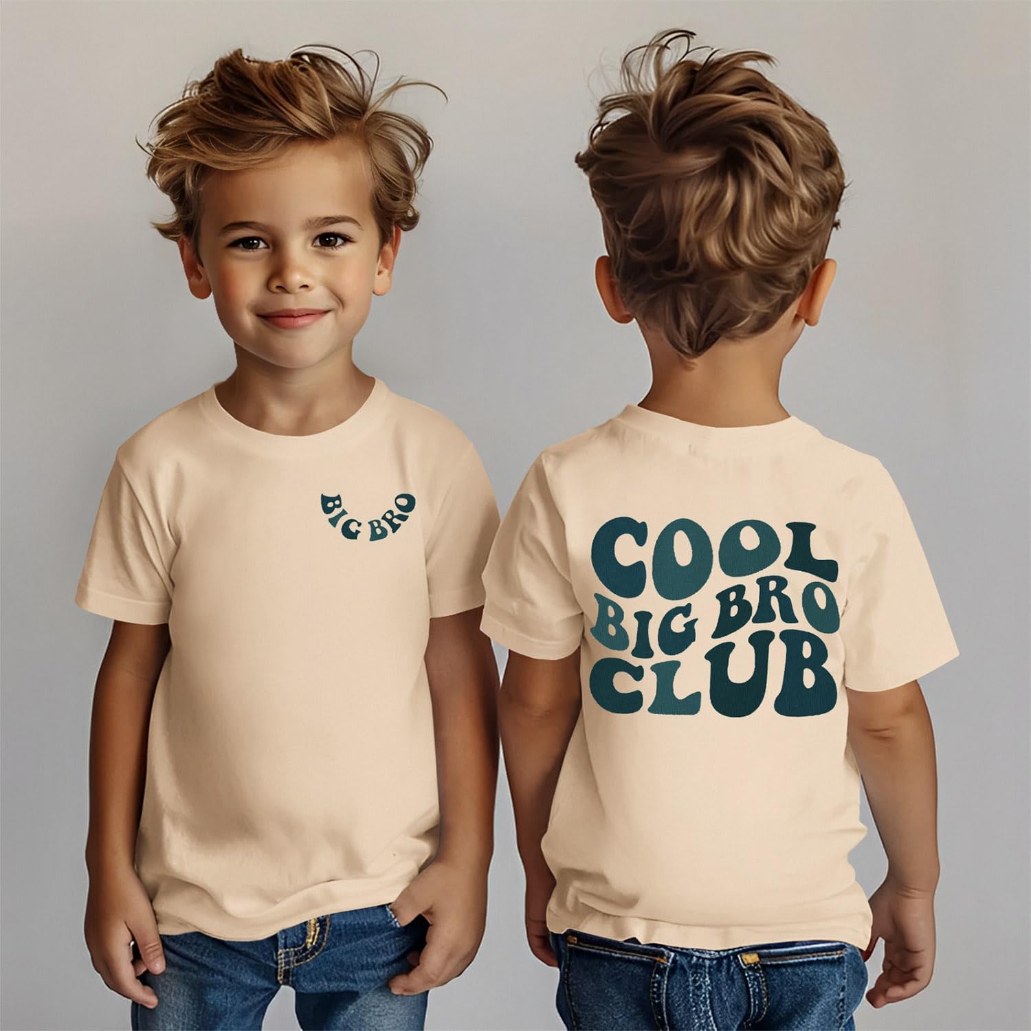 Big Brother Cool Big Bro Club T-shirt dla chłopców, zabawna koszulka z nadrukiem dla dzieci, na lato, z krótkim rękawem, bawełniana koszula