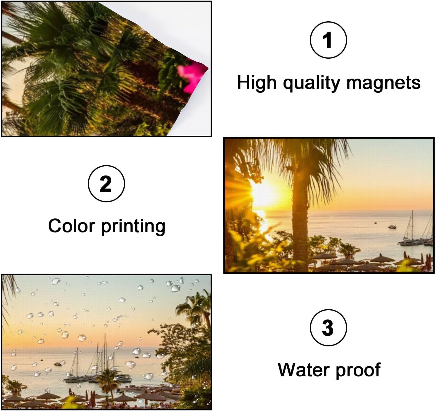 Fluorescent Light Covers for Ceiling Lights Scenic Sunset Palm Trees Flowers Easy to Install Magnetic Light Filter for Classroom Office Hospitals School Home Decor
