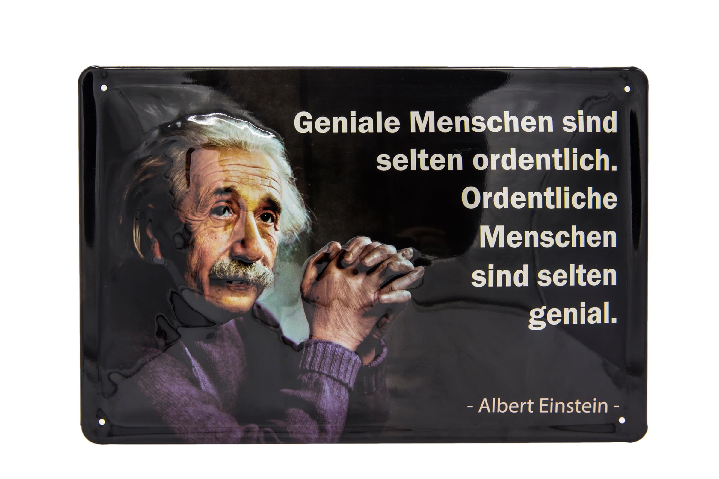 30 x 20 cm Retro Vintage Blechschild, hochwertig geprägt, Albert Einstein lustiger Spruch, Lebensweisheit Deko Schild